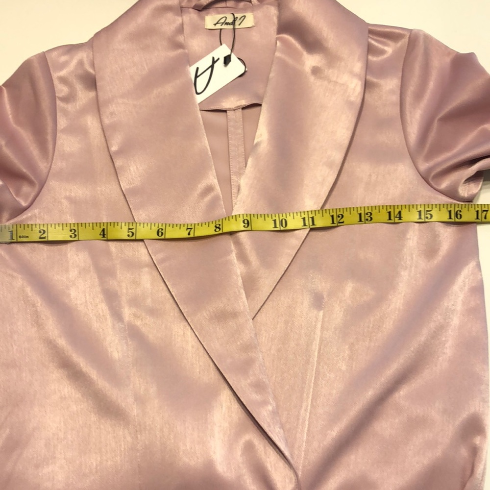 Pink satin long blazer coat - Picture 7 of 8